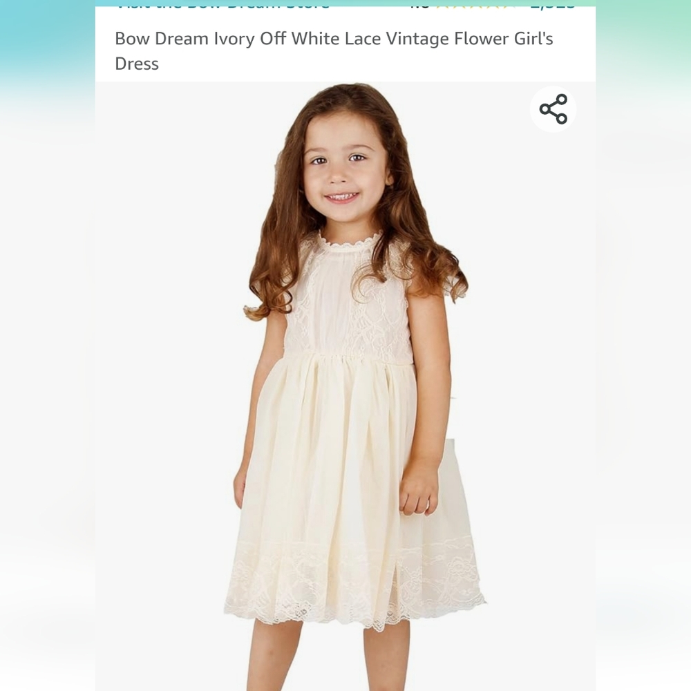 Girls Cream Lace Vintage Dress 3t